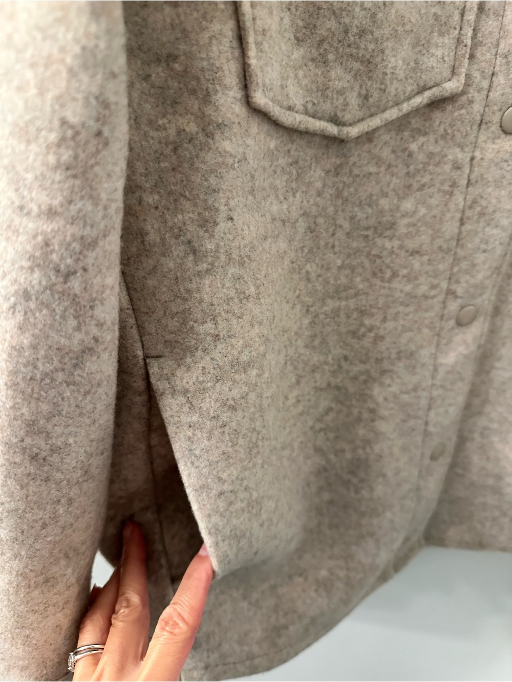 NWOT H&M oversized heathered oatmeal shacket women size xs - Picture 3 of 7